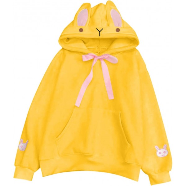  Bunny Ears Hoodie Kawaii Winter Hooded Design with Ear Decoration with Hood Hoodies Animal Cute Rabbit Ear